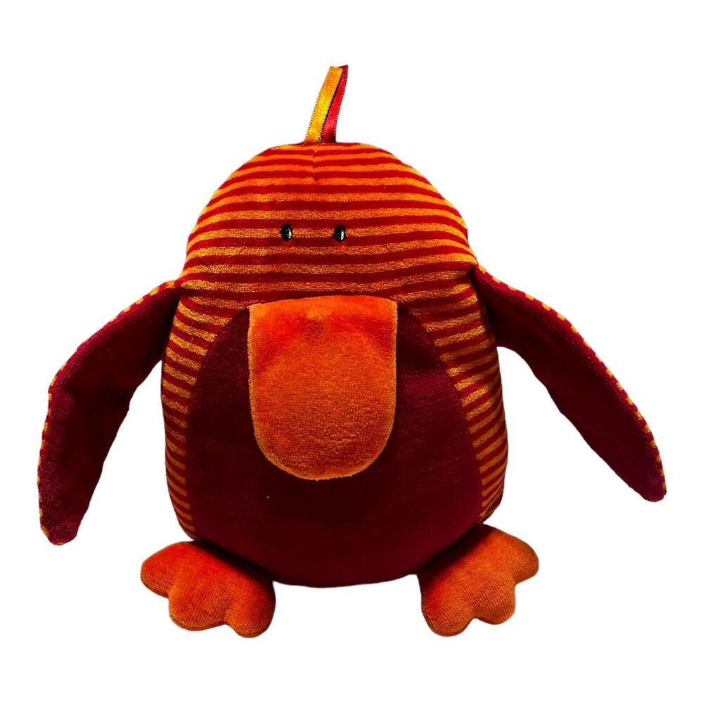 Little Jellycat Lovey Baby Plush Squeaker Penguin Bird Stripe Red Orange Toy